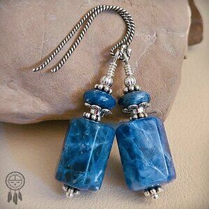 Sodalite Earrings Sterling Silver Hooks